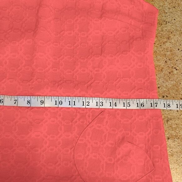 VTG Liz Claiborne Coral Pink Sleeveless Textured Mini Shift Dress Size 4 Petite - Picture 15 of 15